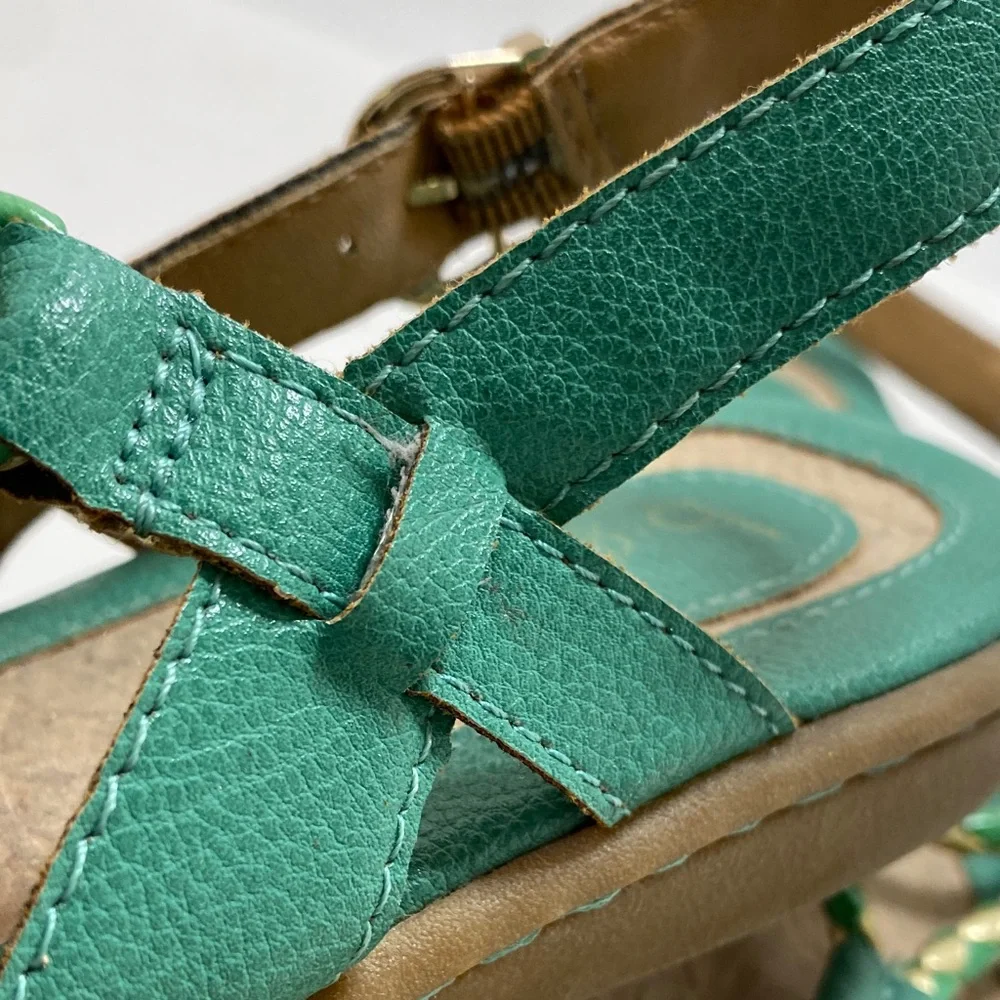b.o.c. Born Concept Boho Braided Teal and Gold Sandals Size 9